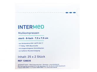 INTERMED Mullkompressen - 8-fach, 7,5 x 7,5 cm, steril 25x2 Stück 