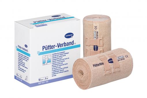 Pütter-Verband® 10 cm x 5 m hautfarben mit Verbandklammern 1x2 Stück 